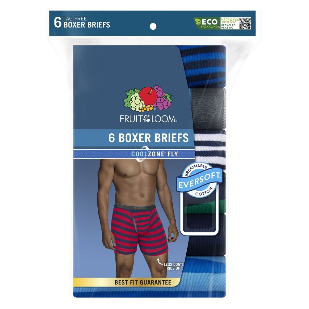 Fruit of the Loom 6pk Men's 2XL EverSoft CoolZone Boxer Briefs Moisture-Wicking